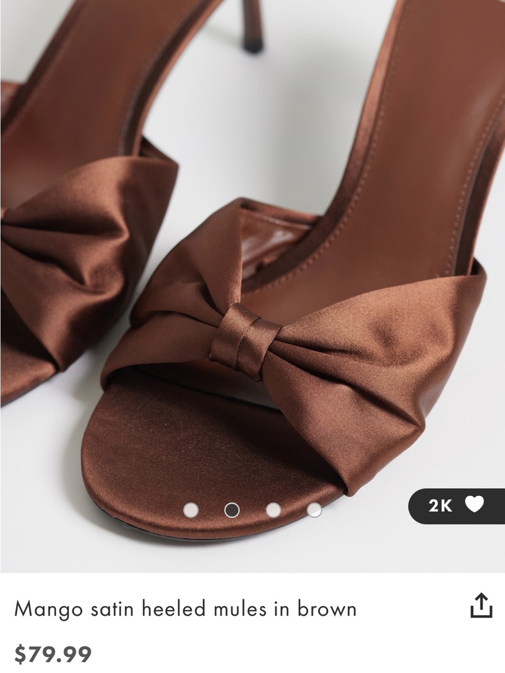 Mango Brown Knotted Leather Mule Heels